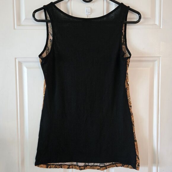 Daytrip Women’s Medium Sequin Tank Top Black Animal Print Sleeveless Summer Top - Picture 3 of 5